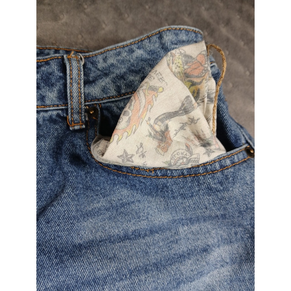 Ed Hardy Wide Leg Jeans Blue Denim Logo Print Y2K Streetwear Mens 30 - Picture 4 of 14